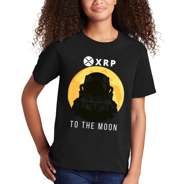 Funny XRP To The Moon Cryptocurrency Ripple Gift XRP Blockchain Crypto Trader Kids T-Shirt