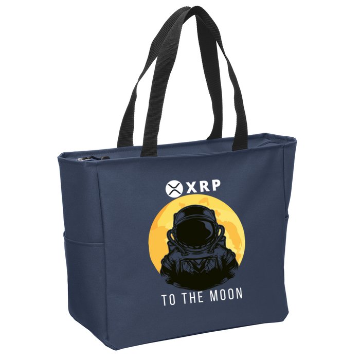 Funny XRP To The Moon Cryptocurrency Ripple Gift XRP Blockchain Crypto Trader Zip Tote Bag