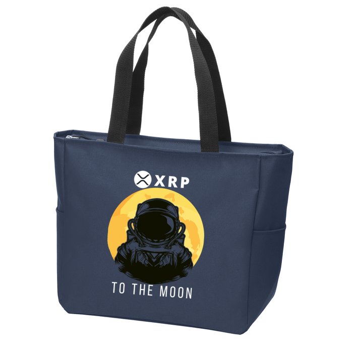 Funny XRP To The Moon Cryptocurrency Ripple Gift XRP Blockchain Crypto Trader Zip Tote Bag