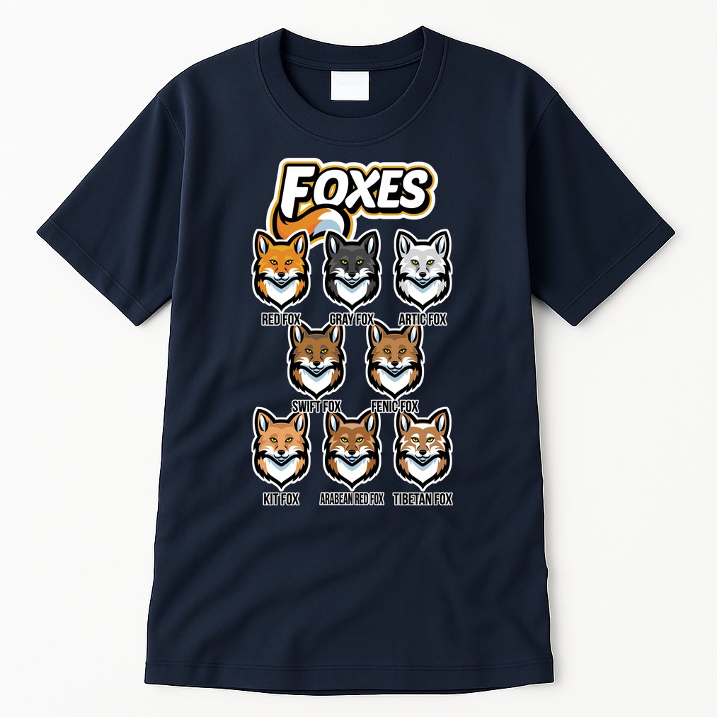 Foxes Of The World Fox Types Tall T-Shirt