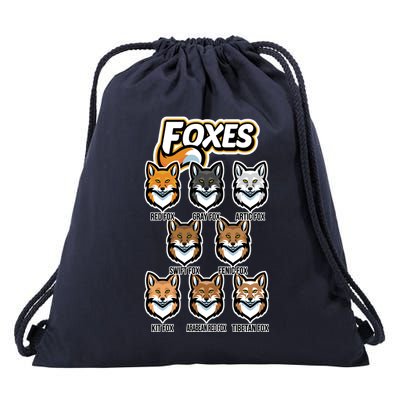 Foxes Of The World Fox Types Drawstring Bag