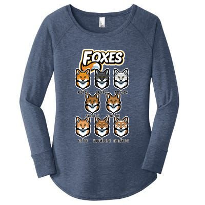 Foxes Of The World Fox Types Women's Perfect Tri Tunic Long Sleeve Shirt