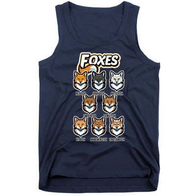 Foxes Of The World Fox Types Tank Top