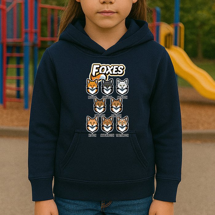 Foxes Of The World Fox Types Kids Hoodie
