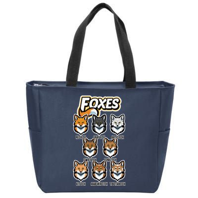 Foxes Of The World Fox Types Zip Tote Bag