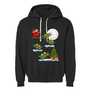 Funny Xmas Tree Santa Riding Spinosaurus Dinosaur Christmas Garment-Dyed Fleece Hoodie