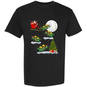 Funny Xmas Tree Santa Riding Spinosaurus Dinosaur Christmas Garment-Dyed Heavyweight T-Shirt