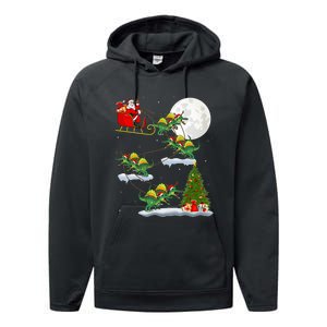 Funny Xmas Tree Santa Riding Spinosaurus Dinosaur Christmas Performance Fleece Hoodie