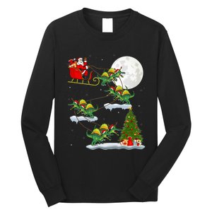 Funny Xmas Tree Santa Riding Spinosaurus Dinosaur Christmas Long Sleeve Shirt