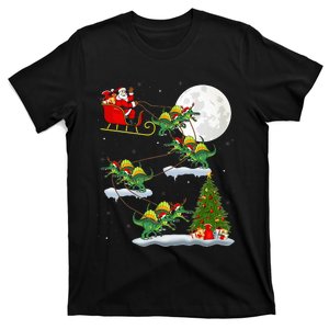 Funny Xmas Tree Santa Riding Spinosaurus Dinosaur Christmas T-Shirt