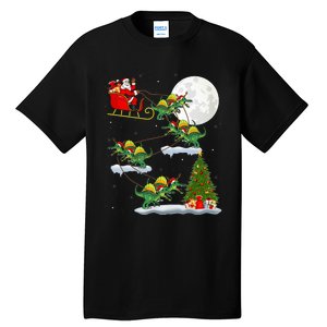 Funny Xmas Tree Santa Riding Spinosaurus Dinosaur Christmas Tall T-Shirt