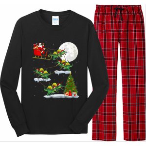 Funny Xmas Tree Santa Riding Spinosaurus Dinosaur Christmas Long Sleeve Pajama Set