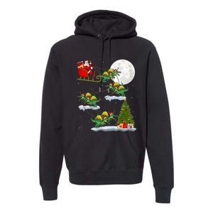 Funny Xmas Tree Santa Riding Spinosaurus Dinosaur Christmas Premium Hoodie