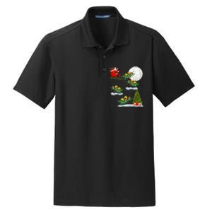 Funny Xmas Tree Santa Riding Spinosaurus Dinosaur Christmas Dry Zone Grid Polo