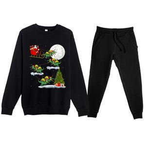 Funny Xmas Tree Santa Riding Spinosaurus Dinosaur Christmas Premium Crewneck Sweatsuit Set