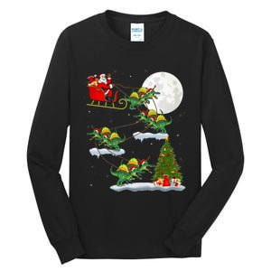 Funny Xmas Tree Santa Riding Spinosaurus Dinosaur Christmas Tall Long Sleeve T-Shirt