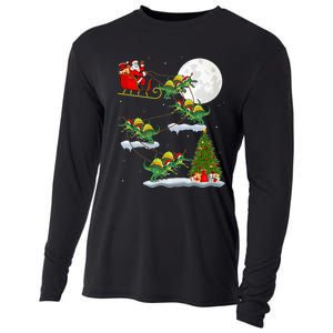 Funny Xmas Tree Santa Riding Spinosaurus Dinosaur Christmas Cooling Performance Long Sleeve Crew