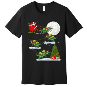 Funny Xmas Tree Santa Riding Spinosaurus Dinosaur Christmas Premium T-Shirt