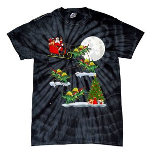 Funny Xmas Tree Santa Riding Spinosaurus Dinosaur Christmas Tie-Dye T-Shirt