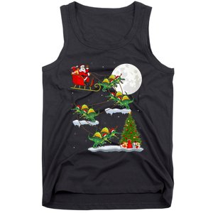 Funny Xmas Tree Santa Riding Spinosaurus Dinosaur Christmas Tank Top