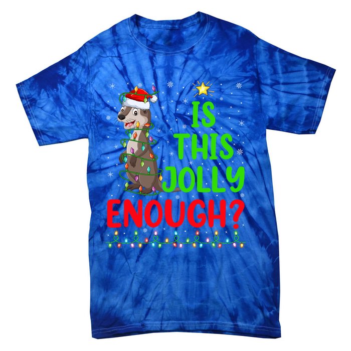 Funny Xmas Tree Is This Jolly Enough Sea Otter Christmas Cool Gift Tie-Dye T-Shirt