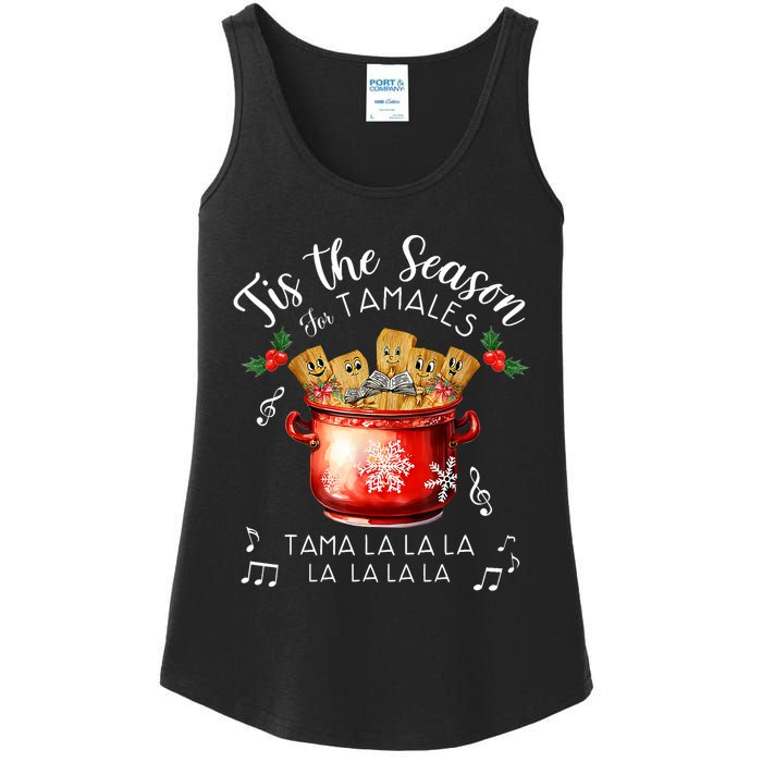 Funny Xmas Tis The Season For Tamales Christmas Mexican Food Ladies Essential Tank