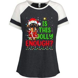 Funny Xmas Tree Is This Jolly Enough Dachshund Christmas Gift Enza Ladies Jersey Colorblock Tee