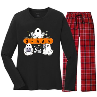 Funny Xray Tech Boo Crew Halloween Radiology Ghost Women's Long Sleeve Flannel Pajama Set 