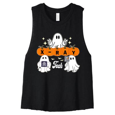 Funny Xray Tech Boo Crew Halloween Radiology Ghost Women's Racerback Cropped Tank