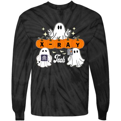 Funny Xray Tech Boo Crew Halloween Radiology Ghost Tie-Dye Long Sleeve Shirt