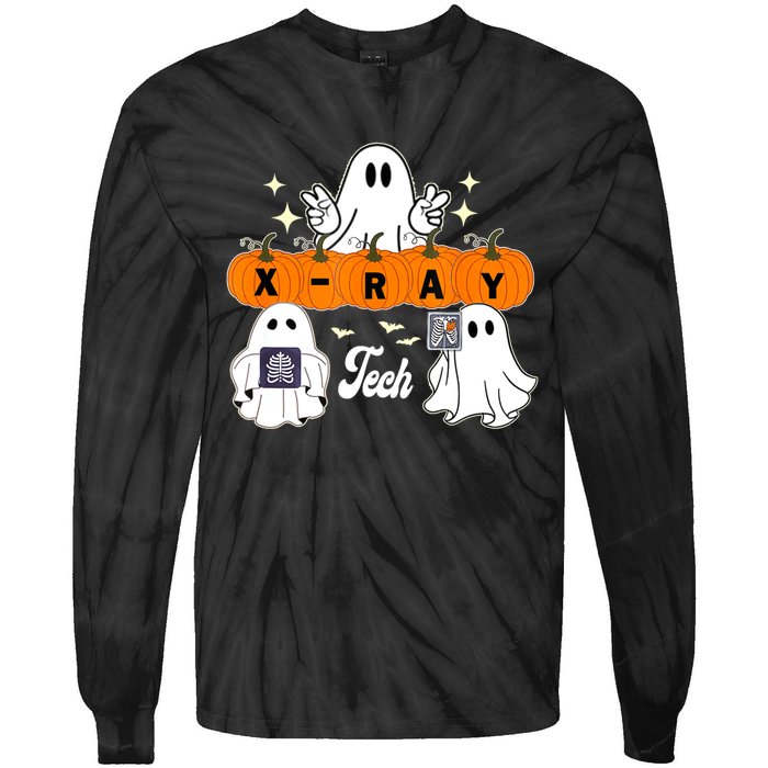 Funny Xray Tech Boo Crew Halloween Radiology Ghost Tie-Dye Long Sleeve Shirt