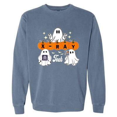 Funny Xray Tech Boo Crew Halloween Radiology Ghost Garment-Dyed Sweatshirt