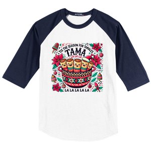 Funny Xmas Tis The Season For Tamales Christmas Mexican Food Gift Baseball Sleeve Shirt