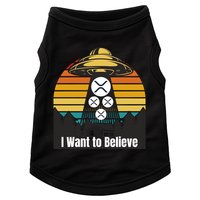 Funny XRP UFO Encounter Retro Sunset Ripple Cryptocurrency Funny Ripple XRP Doggie Tank