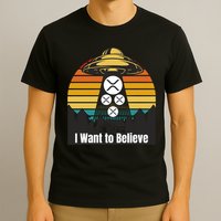 Funny XRP UFO Encounter Retro Sunset Ripple Cryptocurrency Funny Ripple XRP T-Shirt