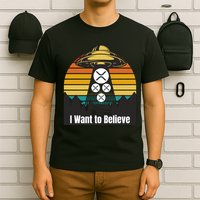 Funny XRP UFO Encounter Retro Sunset Ripple Cryptocurrency Funny Ripple XRP T-Shirt