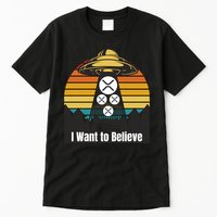 Funny XRP UFO Encounter Retro Sunset Ripple Cryptocurrency Funny Ripple XRP Tall T-Shirt