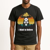 Funny XRP UFO Encounter Retro Sunset Ripple Cryptocurrency Funny Ripple XRP Tall T-Shirt