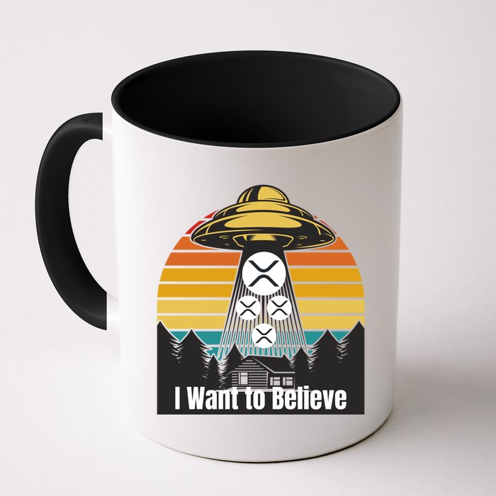 Funny XRP UFO Encounter Retro Sunset Ripple Cryptocurrency Funny Ripple XRP Mug