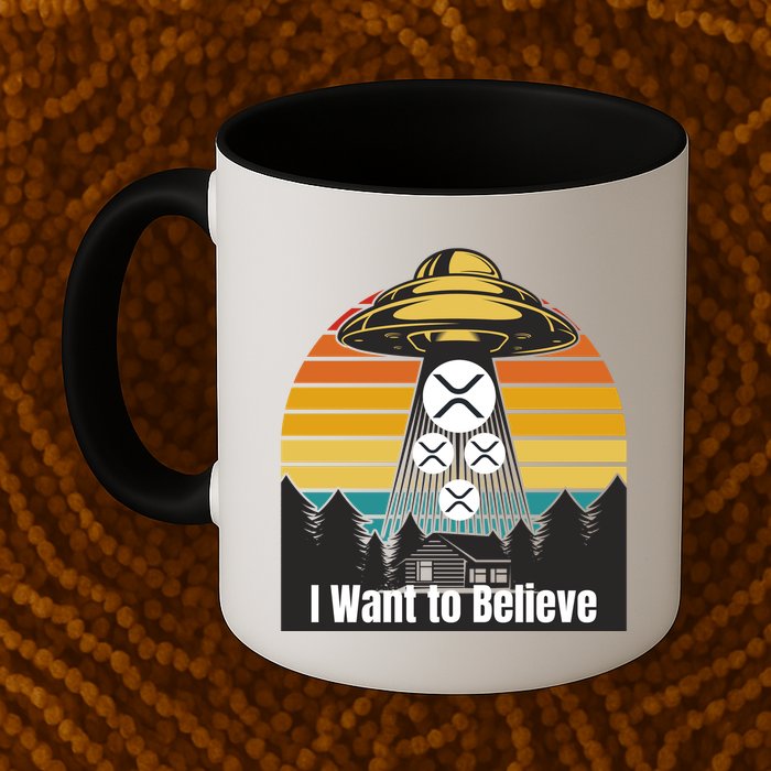 Funny XRP UFO Encounter Retro Sunset Ripple Cryptocurrency Funny Ripple XRP Mug