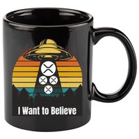 Funny XRP UFO Encounter Retro Sunset Ripple Cryptocurrency Funny Ripple XRP 11oz C Handle Ceramic Mug
