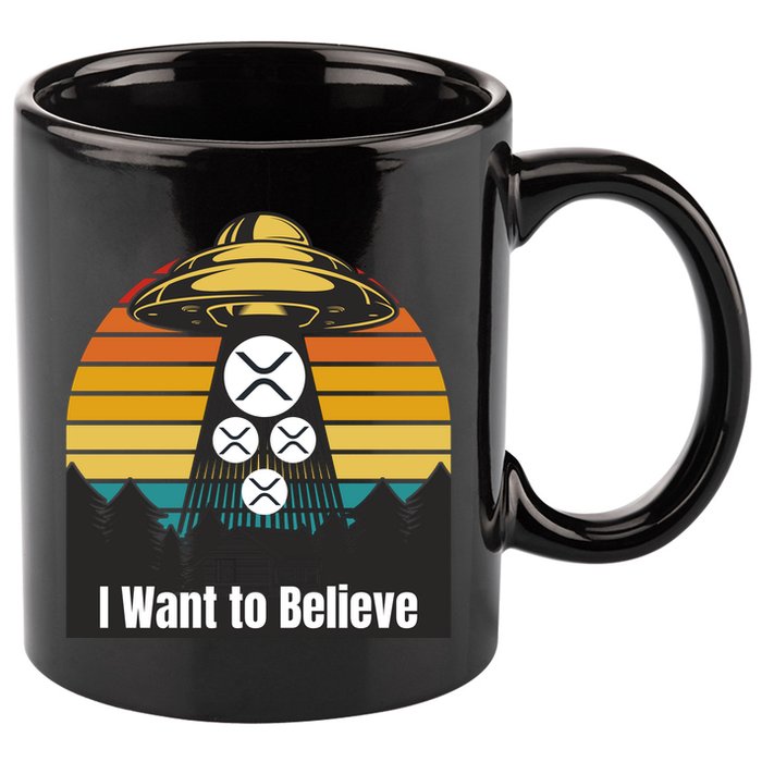 Funny XRP UFO Encounter Retro Sunset Ripple Cryptocurrency Funny Ripple XRP 11oz C Handle Ceramic Mug