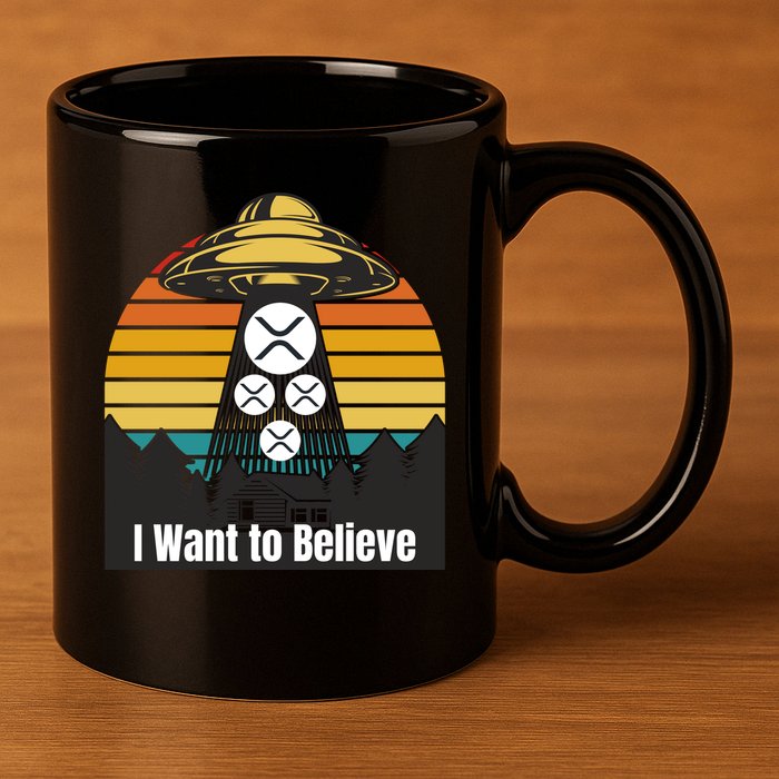 Funny XRP UFO Encounter Retro Sunset Ripple Cryptocurrency Funny Ripple XRP 11oz C Handle Ceramic Mug