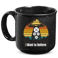 Funny XRP UFO Encounter Retro Sunset Ripple Cryptocurrency Funny Ripple XRP 15oz Campfire Ceramic Mug