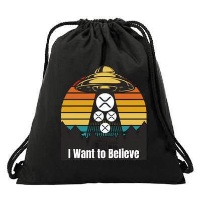 Funny XRP UFO Encounter Retro Sunset Ripple Cryptocurrency Funny Ripple XRP Drawstring Bag