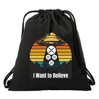 Funny XRP UFO Encounter Retro Sunset Ripple Cryptocurrency Funny Ripple XRP Drawstring Bag