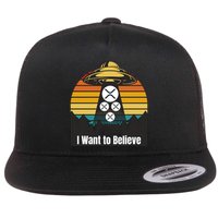 Funny XRP UFO Encounter Retro Sunset Ripple Cryptocurrency Funny Ripple XRP Flat Bill Trucker Hat
