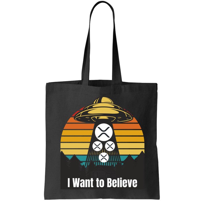 Funny XRP UFO Encounter Retro Sunset Ripple Cryptocurrency Funny Ripple XRP Bag