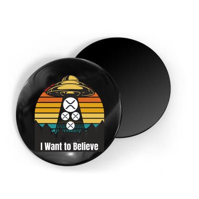 Funny XRP UFO Encounter Retro Sunset Ripple Cryptocurrency Funny Ripple XRP Magnet