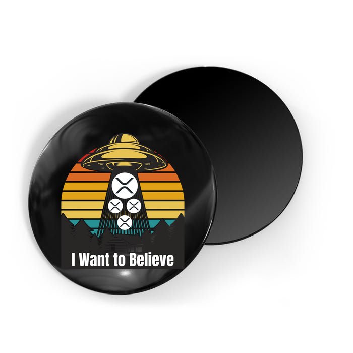 Funny XRP UFO Encounter Retro Sunset Ripple Cryptocurrency Funny Ripple XRP Magnet